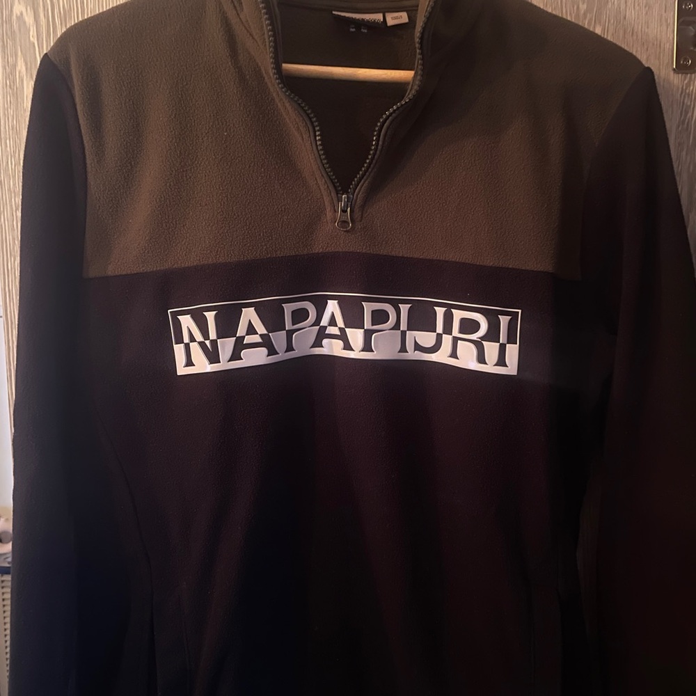 Napapijri Black and Brown Quarter-Zip Sweatshirt